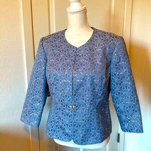Elegant Jacket Blue Sequined Rhinestones